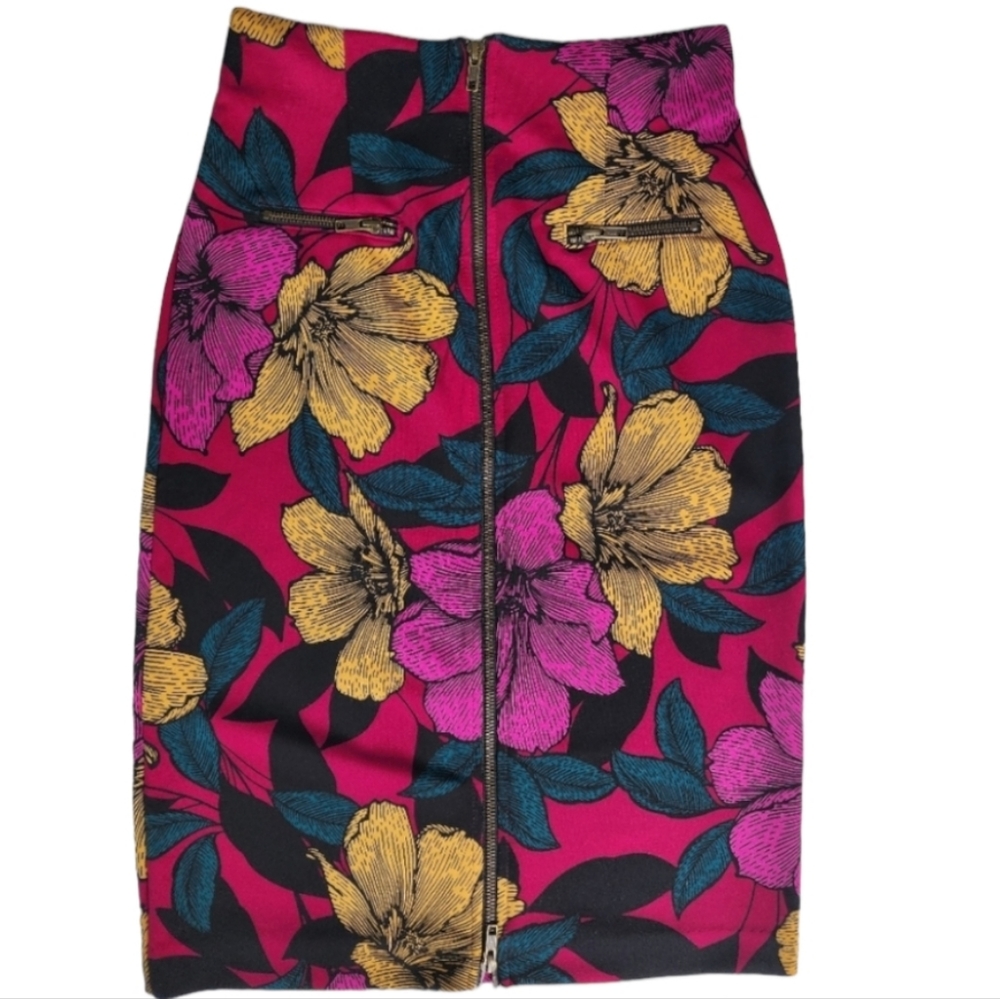 Worthington Burgundy Ottoli Floral Pencil Skirt Size 4P